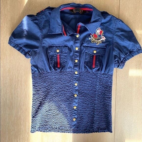 COOGI Navy Collared Top - Picture 1 of 6